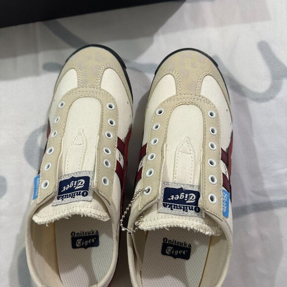 Onitsuka Tiger Mexico 66 Slip-On Low-Top Red Striped Sneakers - Picture 2 of 6